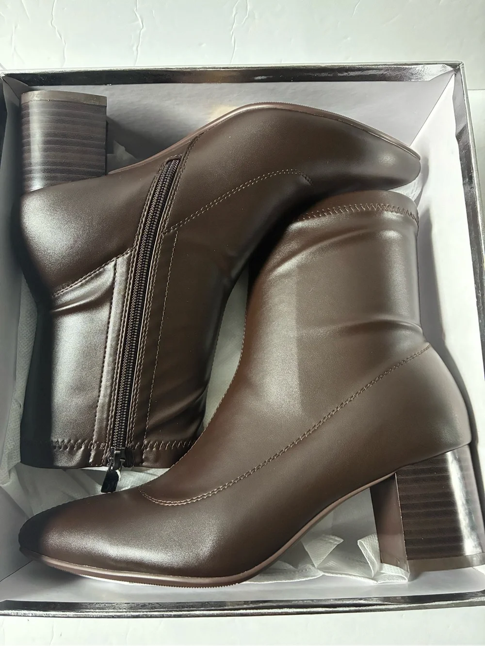 Women's Black Mid-Calf Block Heel Ankle Boots